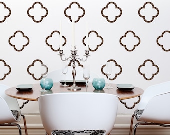 Moroccan Style Vinyl Wall Decals, Moroccan Quatrefoil Bubbles- 30 Graphics, Sticker, Wallpaper- item 10027