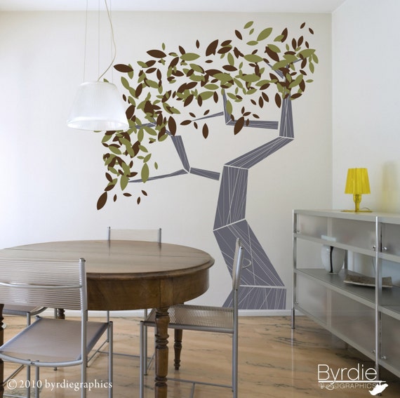 Modern Large Tree Vinyl Wall Decal Leafy Tree Graphic, Sticker, item 30031