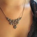 Antique Sterling Silver and Marcesite Floral Necklace