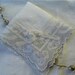OOAK Cotton Bridal Handkerchief with White on White Embroidery and Lace Bow