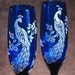 Personalized Wedding Champagne Flutes, Engraved Cobalt Blue Peacock Toasting Flutes