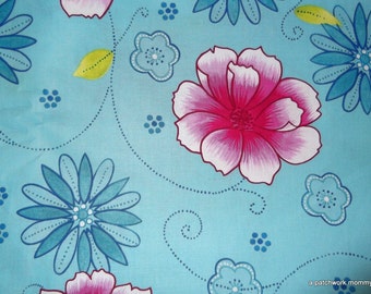 One Yard Blue Floral Brother And Sister Design Fabric