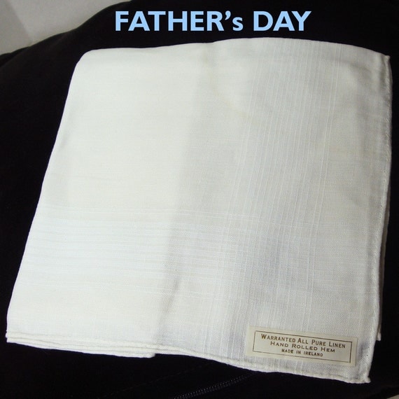 Vintage Irish Linen White Mens Handkerchiefs Unused Hand