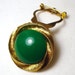 Reserved, Gold n Green Scarf Clip and PIN, Kelly Green, Gold Brooch, Irish Eyes Dark Green..Gold Swirly Setting, Classic Circle Clip, 1960s