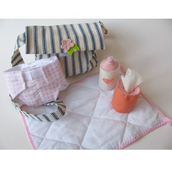 Handmade Toy Diaper bag 5 pc.set to play mommy or daddy with