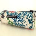 Cosmetic Case, Pencil Case, Clutch or Purse in "Fleur" Fabric. Cream background with white, green, black, red and blue abstract flowers.