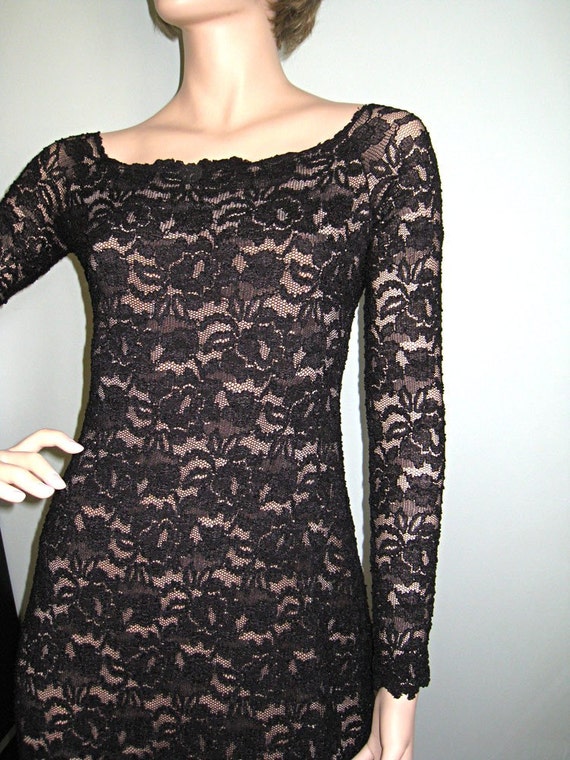 Stretch lace black dress