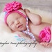 Crochet Baby Flower Ear Flap Hat & Diaper Cover Set Pink Blue White 3-6 Months