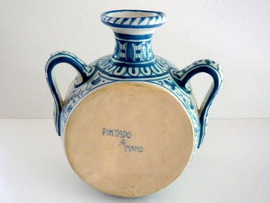 Antique Blue and White Italian Pottery Urn Vase