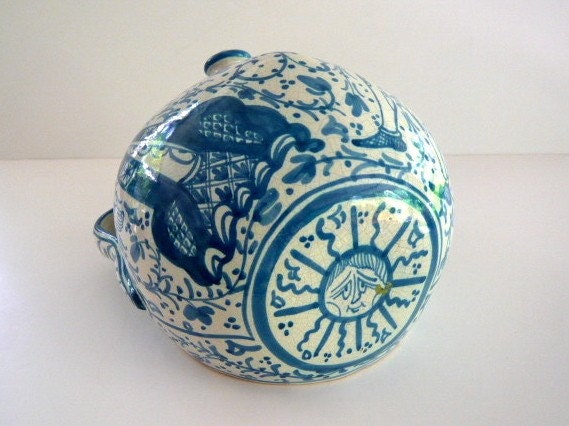 Antique Blue and White Italian Pottery Urn Vase