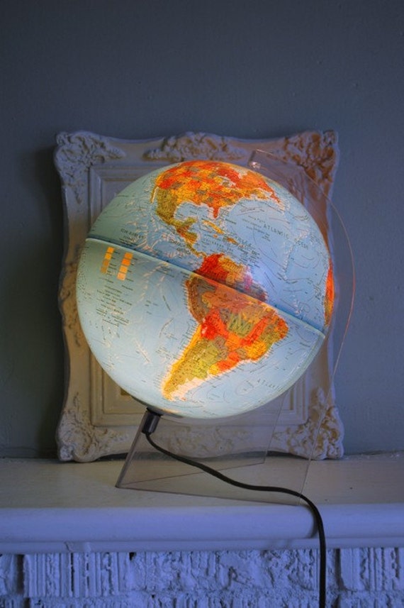 Light Up Globe by whiteelephantvintage on Etsy