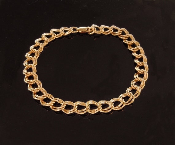 Gold Chain Link Bracelet 14kt Gold Filled Double Links by Luluka