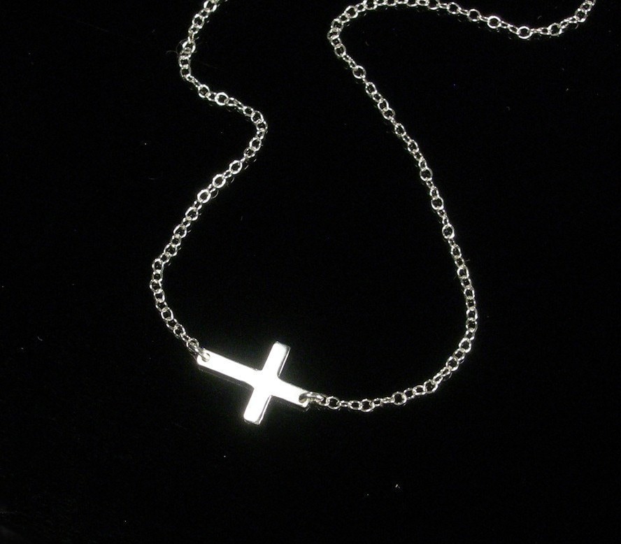 Horizontal Cross Necklace Sideways Cross Necklace in