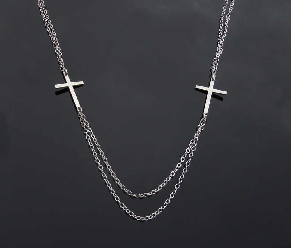 Cougar Town Cross Elle Necklace in Sterling Silver or Gold