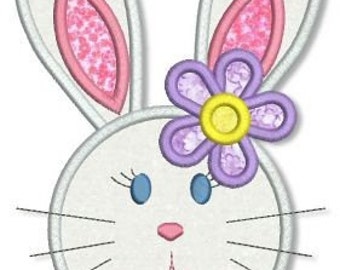 BUNNY GIRL Applique 4x4 5x7 6x10 machine Embroidery Design rabbit easter INSTANT downlaod