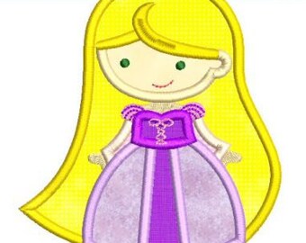 Cutie PRINCESS as RAPUNZEL (2) Applique 4x4 5x7 6x10 Machine Embroidery Design INSTANT Download