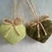 Heart Ornaments - Green - Set of 2 - Reversible -- N0.1