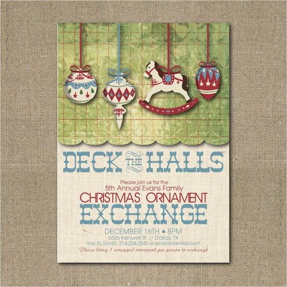 Printable Ornament Exchange Christmas Party Invitation