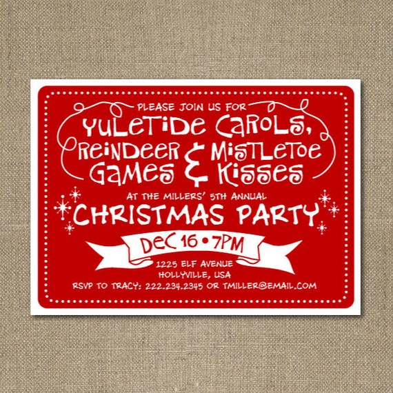 Items similar to PRINTABLE Personalized Whimsical Christmas Party ...