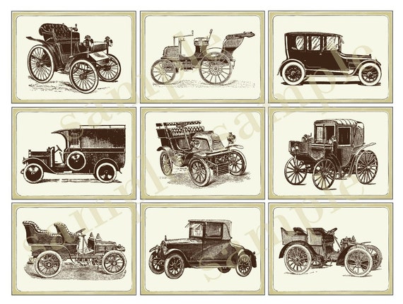 printable vintage car themed gift tagsstickerscupcake