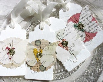Elegant Luxe Butterfly Gift Tags No. 3-white-cream-bridesmaid gift tags-spring faire-garden party-gold-nature