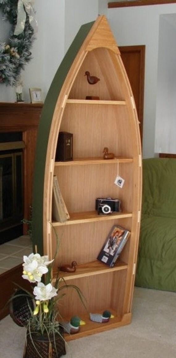 6 Foot Handcrafted Wood Row Boat Bookshelf Bookcase shelve