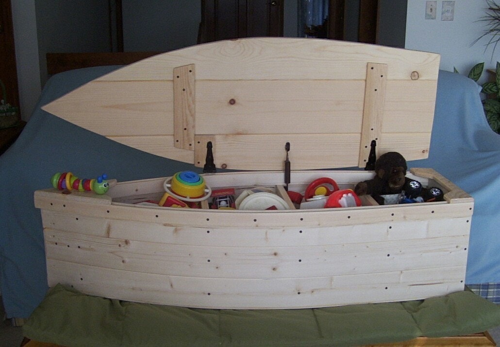 Wood Boat Toy Box Nautical Chest Hand Crafted by PoppasBoats