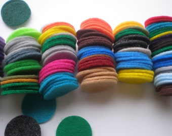 100- 1 Inch Die Cut Felt Circles, Variety
