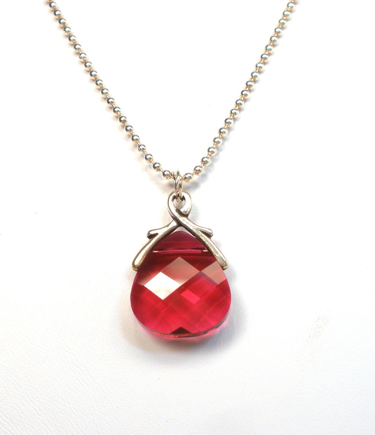 July Birthstone Necklace Red Crystal Necklace by designsbylaurie