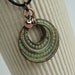 Ceramic Pendant in Rustic Sage, Swirl of Dots, handcut and handmade from stoneware clay