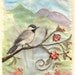 Bird Painting Fabric Collage Fiber Art
