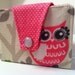 Pink Owl Pocket Wallet, Bifold Wallet, Business Card Case,