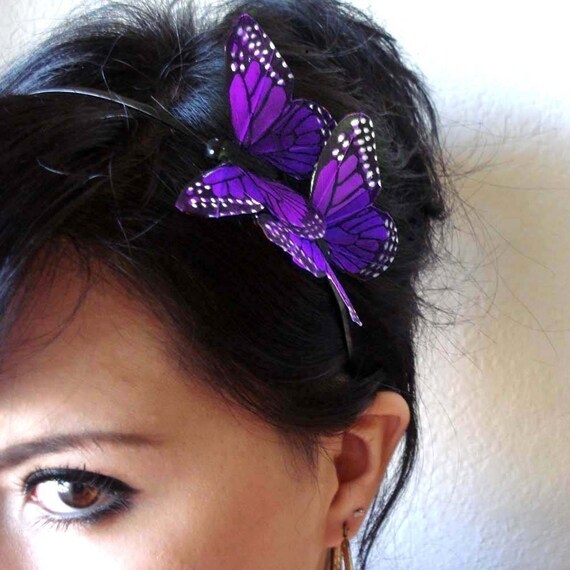 purple butterfly headband bohemian hair accessory