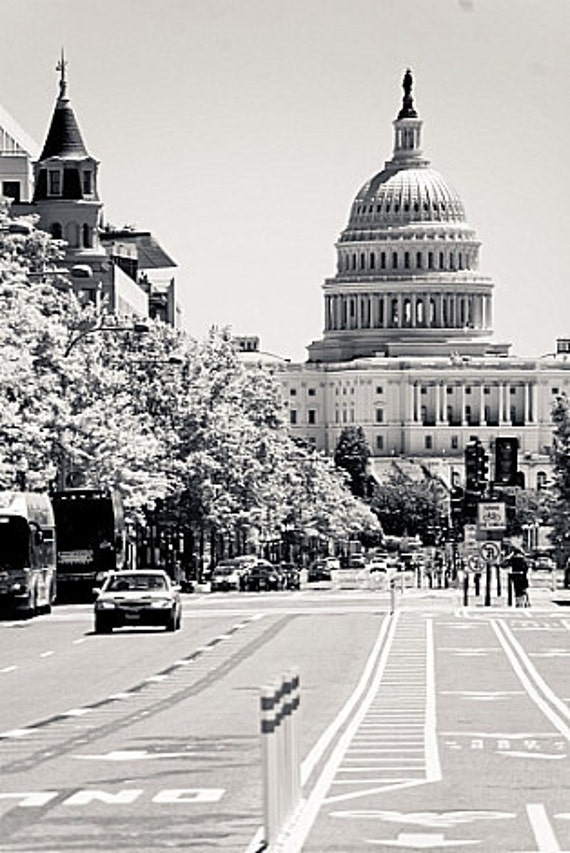 Items similar to Capitol Hill, Washington, D.C. Black and White ...