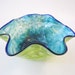 large candy bowl - teal, chartreuse, cobalt and white blown glass