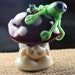 Lampwork Sculpture Red Toadstool and Green Frog Focal Glass Bead by Izzybeads SRA