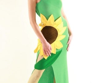 SALE Wearable Art Hippie Boho Sunflower dress