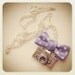 Retro Vintage Camera necklace with violet bow