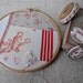 Vintage French Patchwork Large Embroidery Hoop - Antique Linens and Notions