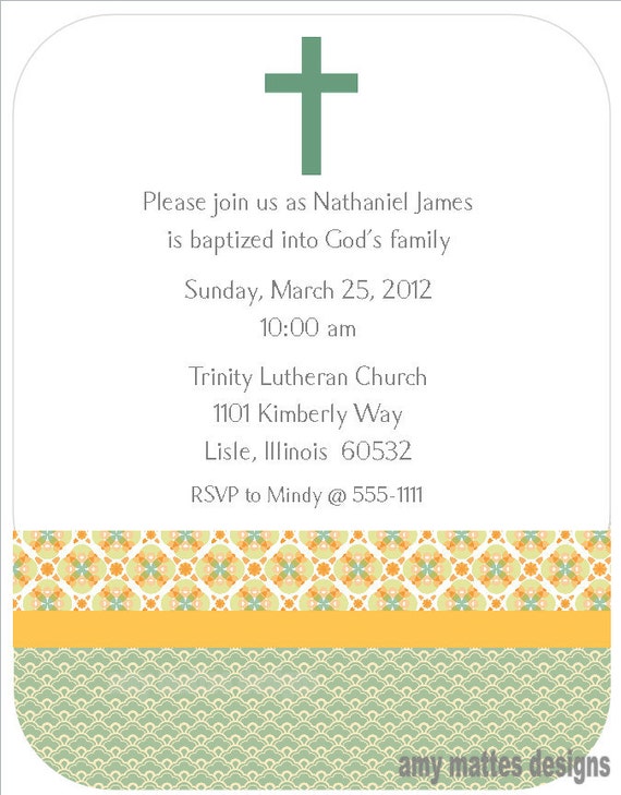 Shabby Chic Boy's Baptism Christening Invitation Printable Il_570xn