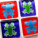 Glass tile magnets - Set of 4 Frogs