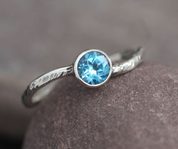Items similar to Blue Wave - Handmade Swiss Blue Topaz Sterling Silver ...