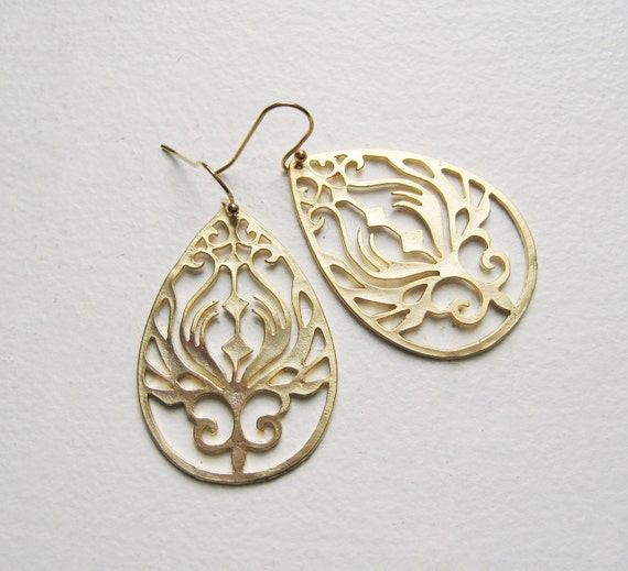 RESERVED for Gray. Gold Cut Out Earrings