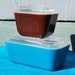 Pyrex Refrigerator Dishes Blue and Brown Set