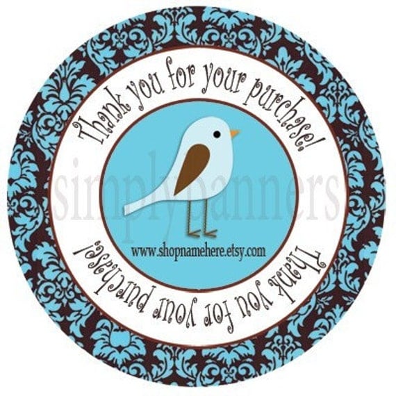 Little Blue Bird Thank You For Your Purchase Round Labels