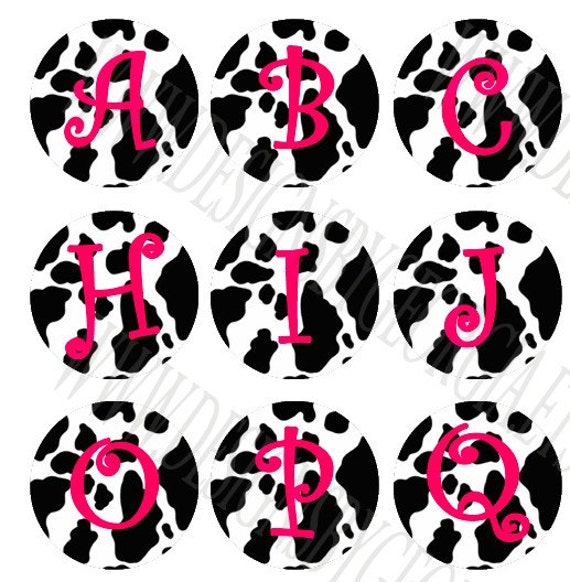 Download Items similar to Bottle Cap Cow Print Alphabet Printable ...