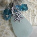 Sea Glass Necklace - Woodland Daisy in Soft Seafoam Seaglass and Sterling