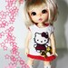 Lati yellow / pukifee Outfit (Red kitty dress, socks and black kitty headband)