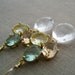 Pastel glass chandelier earrings, AAA Rock crystal quartz, weddings, bridal jewelry, bridesmaid gifts, yellow, aquamarine blue, light pink