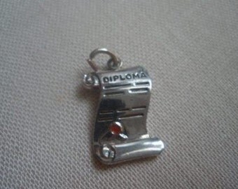 Vintage Sterling Silver Diploma Charm Sighned